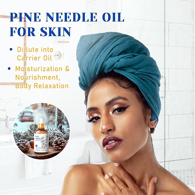 HIQILI Pine Needle Essential Oil, Strong Fresh Woody Fragrance for Better Breath Used with Aromatherapy Diffuser, Soap Candle Making Scent, DIY Perfume, Beard Shave and Cleaning Spray - 30ml-Velvo Beauty