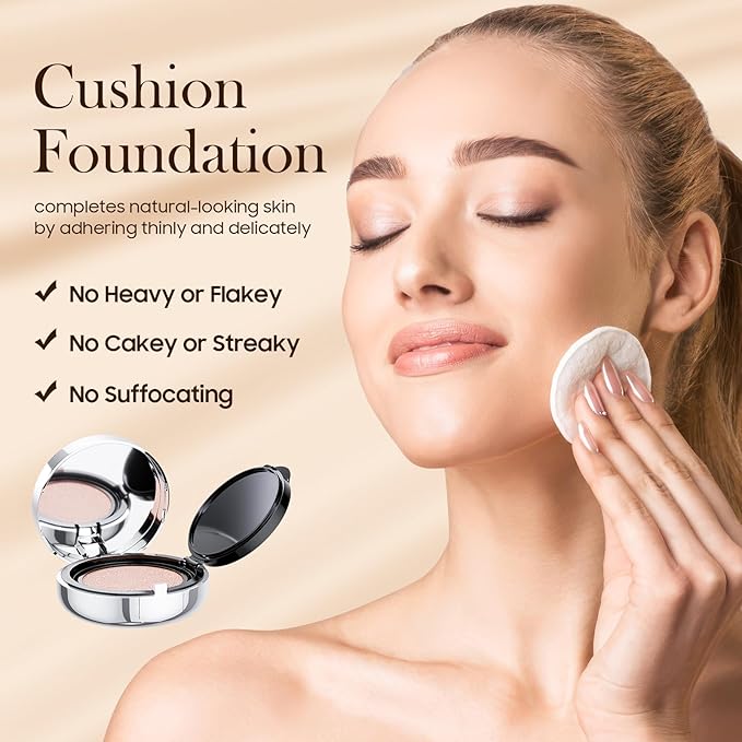 Mushroom Head Air Cushion CC Cream - BB Cream Foundation Makeup Moisturizing Concealer Long-Lasting, Cushion Foundation Full Coverage Self Adjusting (Ivory, 1 PCS)-Velvo Beauty