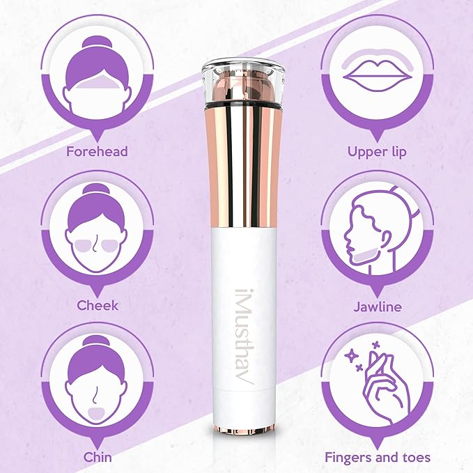 Portable Facial Hair Remover for Women – Painless, Fast & Precise Flawless Electric Razor & Epilator for Face, Lips, Chin Hair Removal – 18K Gold-Plated, 360° LED Light-Velvo Beauty