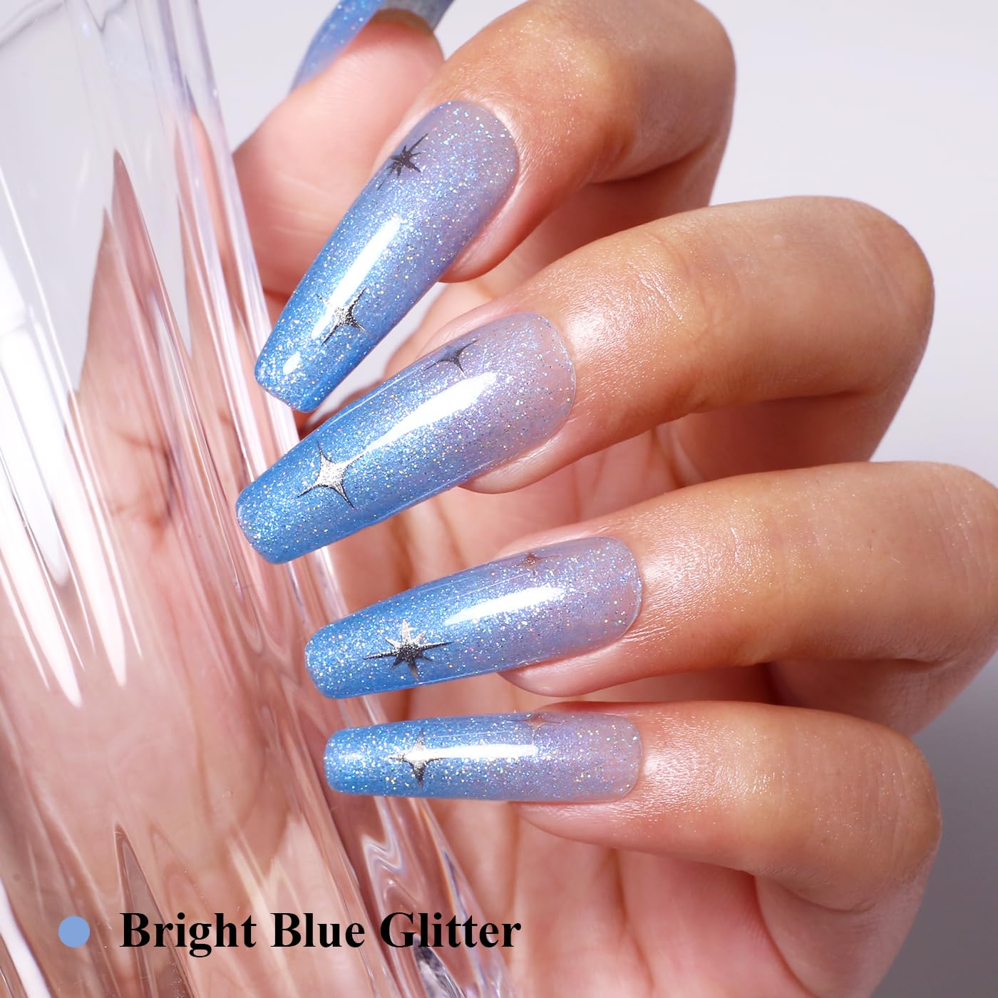 Imtiti Glitter Gel Nail Polish, Bright Blue Glitter Nail Gel Polish Diamond Shimmer Sparkle Soak Off UV LED Spring Summer Manicure 10ML-Velvo Beauty