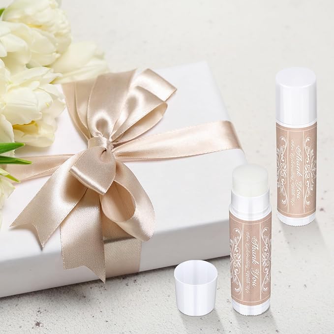 Dunzy 50 Pcs Thank You Gift Lip Balm Bulk Baby Shower Party Favors Bridal Shower Favor Lip Care with Assorted Fruit Flavors Thank You Lipstick for Guest Basket Gift Stuffer (Vintage)-Velvo Beauty