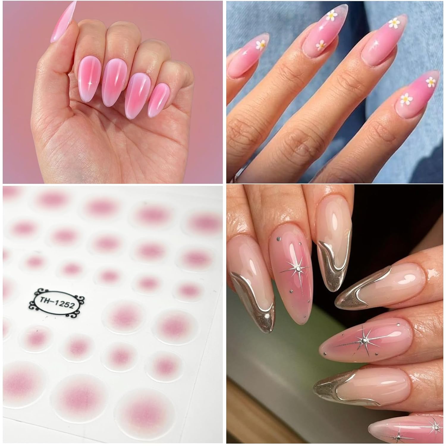 Blush Flower Nail Art Stickers Decals 5D Embossed Nail Decals Spring Summer Frangipani Nails Art Design Self-Adhesive Accessories 3D Flower Nails Stickers for Women Decoration-Velvo Beauty