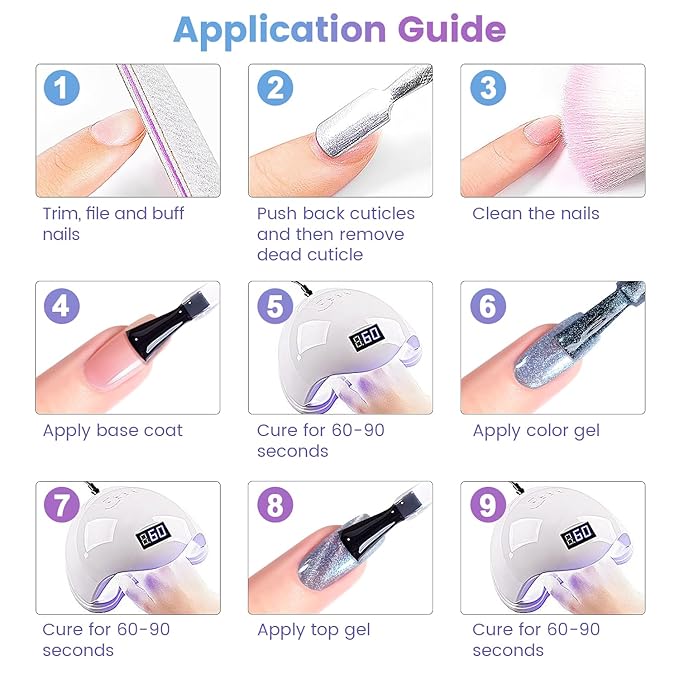 RARJSM Aurora Mermaid Cat Eye Gel Nail Polish Set 6 Colors Velvet Silver Glitter Pink Green Blue Purple Galaxy Star Shimmer Gel Polish with Magnetic Stick UV LED Curing Requires Soak Off Home Salon-Velvo Beauty