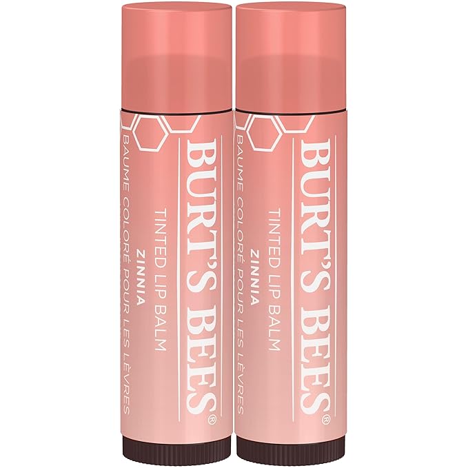 Burt's Bees Lip Tint Balm with Long Lasting 2 in 1 Duo Tinted Balm Formula, Color Infused with Deeply Hydrating Shea Butter for a Natural Looking Buildable Finish, Raspberry Zinnia (2-Pack)-Velvo Beauty
