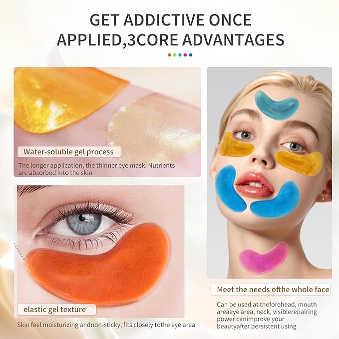 Premium Under Eye Patches, Gel Eye Patches Hydrating & Refresh for Puffy Eyes, Under Eye Bags & Dark Circles, Natural Collagen Eye Gels Pads, Crystal Anti-Aging Eye Mask (Light blue)-Velvo Beauty