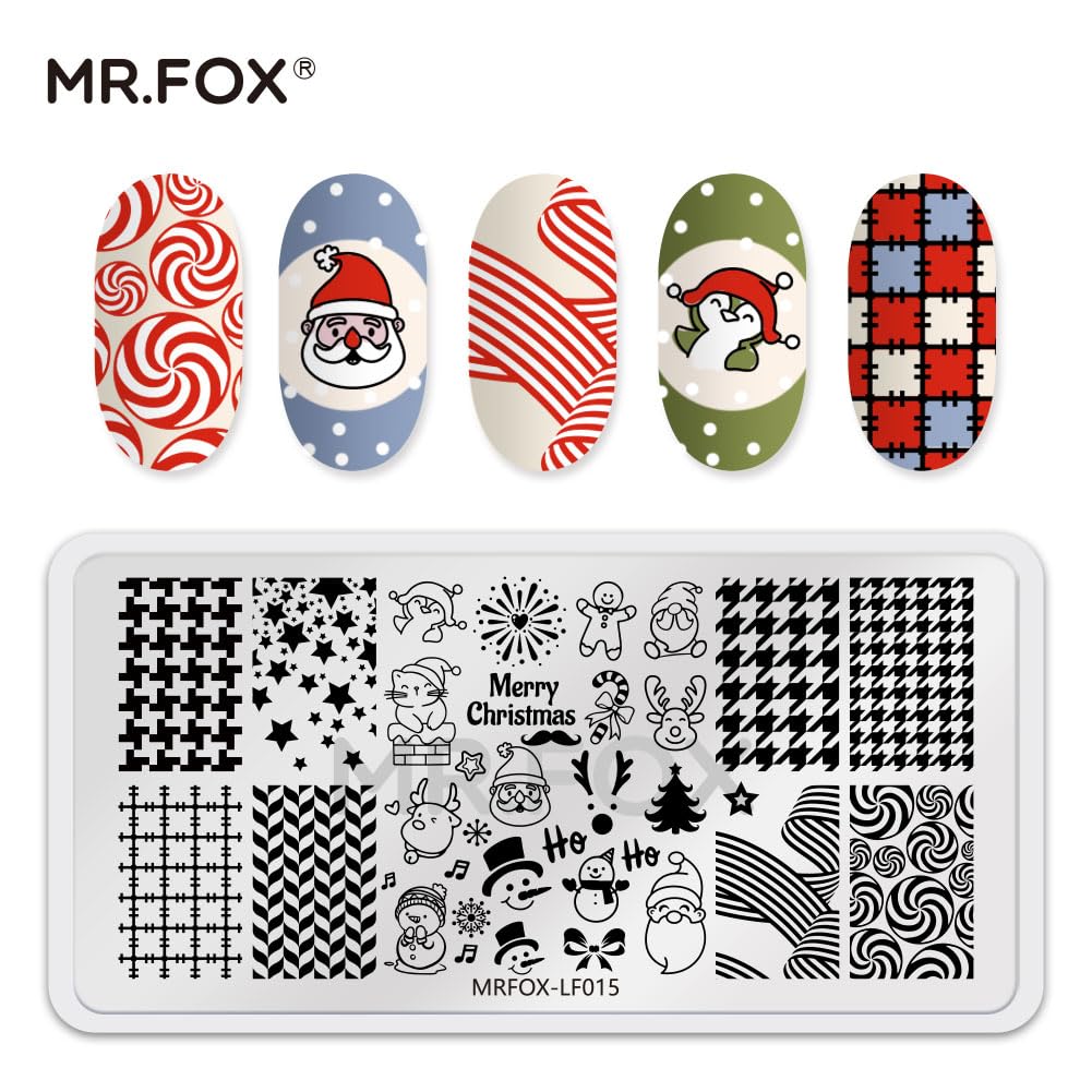 Christmas Nail Stamping Plate Set Winter Snowflake Xmas Snowman Christmas Tree Santa Claus, 5Pcs Nail Art Stamp Kit Templates-Velvo Beauty
