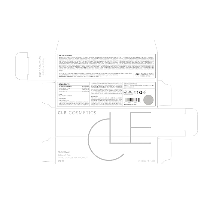 CLE Cosmetics CCC Cream (Warm Deep 501) - Color Correcting Foundation with Sunscreen - Lightweight, Hydrating, Light to Medium Coverage - BB & CC Cream Hybrid - 1 fl oz-Velvo Beauty