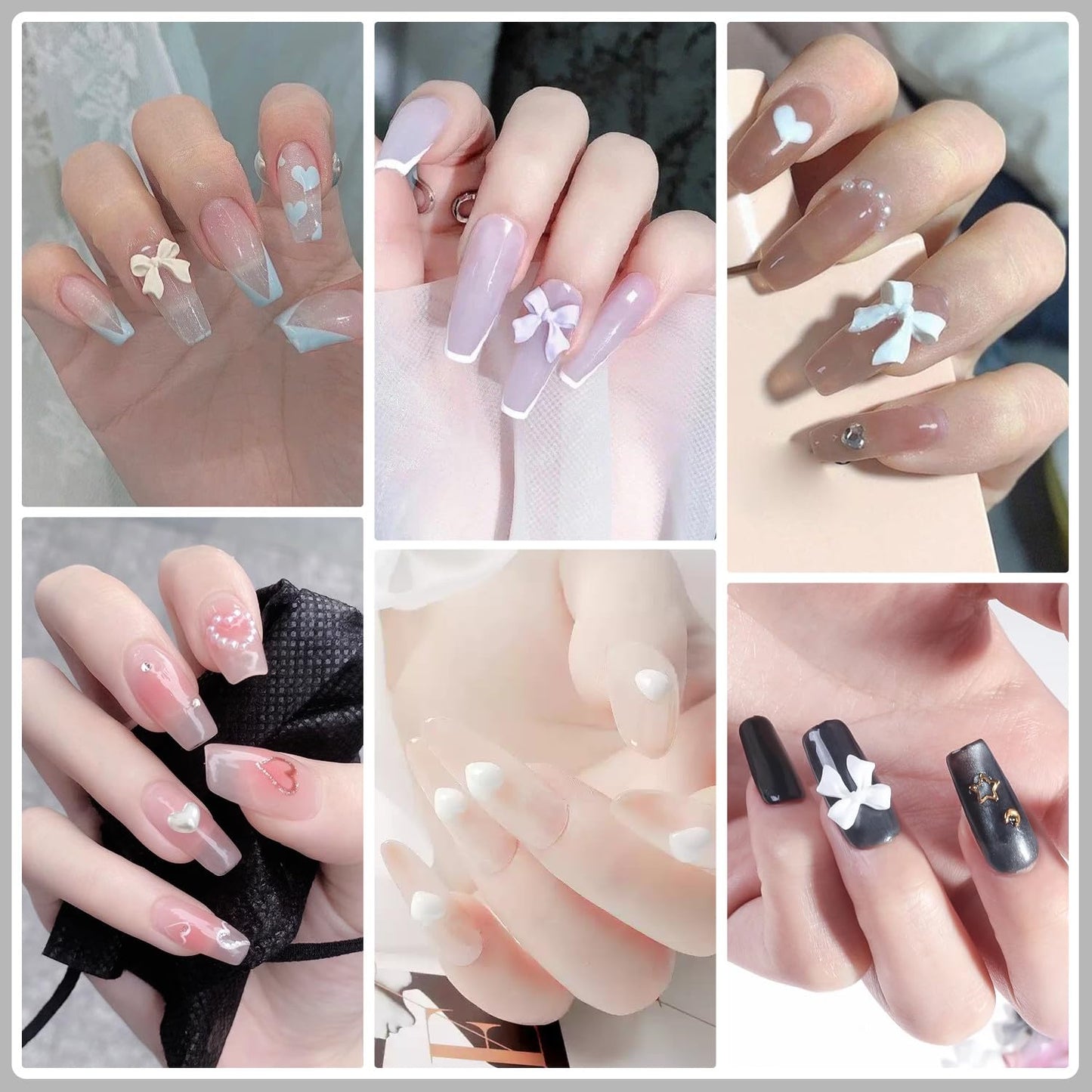 Artdone Nail Art Studs Kit, 12 grids 8 Colors 3D Charms and Pink Mix White Star Heart Moon Cute Nail Jewels for DIY Decoration-Velvo Beauty