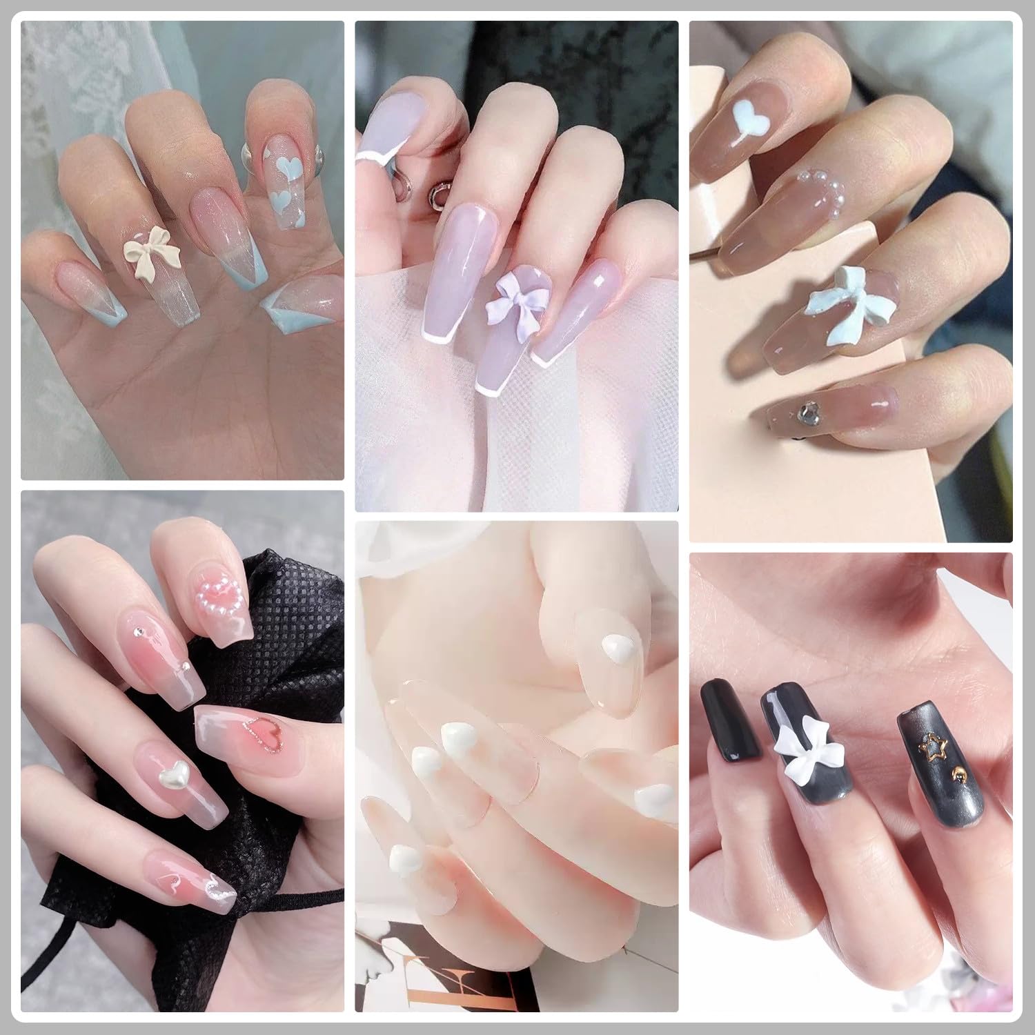 Artdone Nail Art Studs Kit, 12 grids 8 Colors 3D Charms and Pink Mix White Star Heart Moon Cute Nail Jewels for DIY Decoration-Velvo Beauty