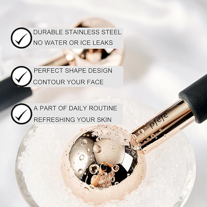 Ice Globes for Face & Eyes, Unbreakable Stainless Steel Cryo Sticks for Beauty Routines, Facials Cold Roller Colling Globes for Puffiness, Wrinkles, Dark Circles, Headaches-Velvo Beauty