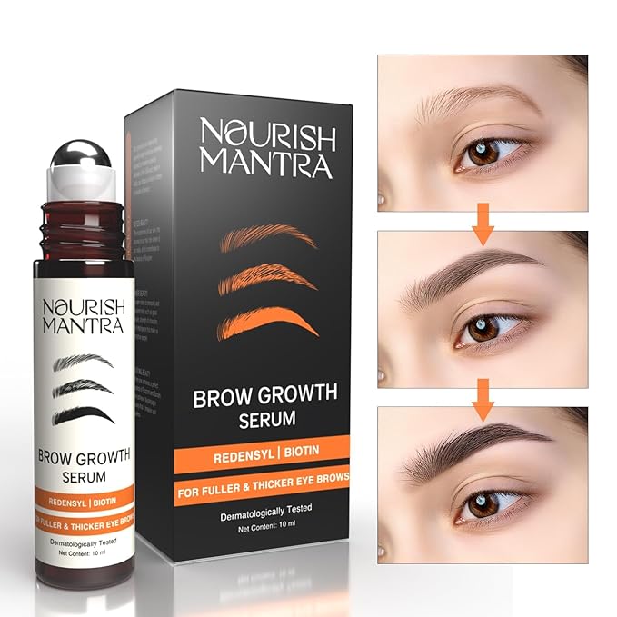 Nourish Mantra - Brow Growth Serum | Formulated with Redensyl, Biotin, Peptides & Amino Acids | for Brow Growth and Thickness | Eyebrow Growth Serum | 10 ml-Velvo Beauty