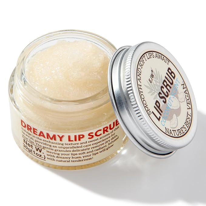 Nourishing Lip Scrub - Infused with Coconut Oil, Olive Fruit Oil, and Jojoba Seed Oil, 1.05oz - Exfoliate, Hydrate, and Glow for Chapped Dry, Dark Lips-Velvo Beauty