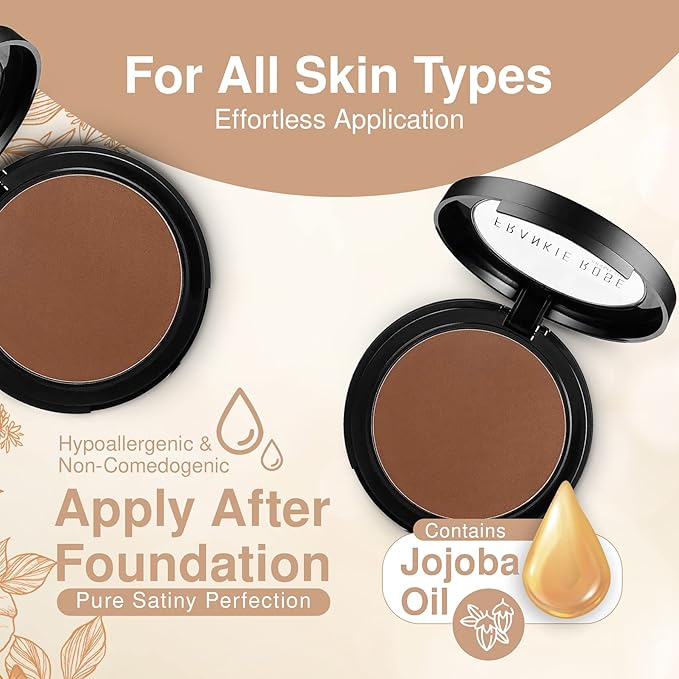 Frankie Rose Cosmetics Powder Foundation – Full Coverage Face Powder For Pores & Imperfections, Evens Out Skin Tone & Shine-Control | 58 Grams (Espresso)-Velvo Beauty