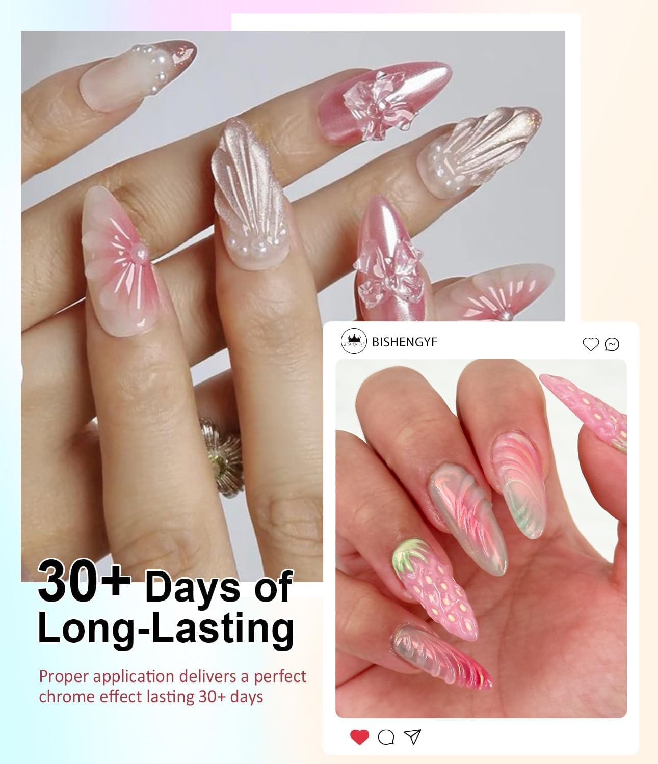 3D Nail Gel Art BISHENGYF - 15g Sculpting Gel Nail Glue with Gold White Chrome Nail Powder for Nail Art Non-Sticky Hand Hard Gel Carving Gel for Chrome Powder for Art Home DIY-Velvo Beauty