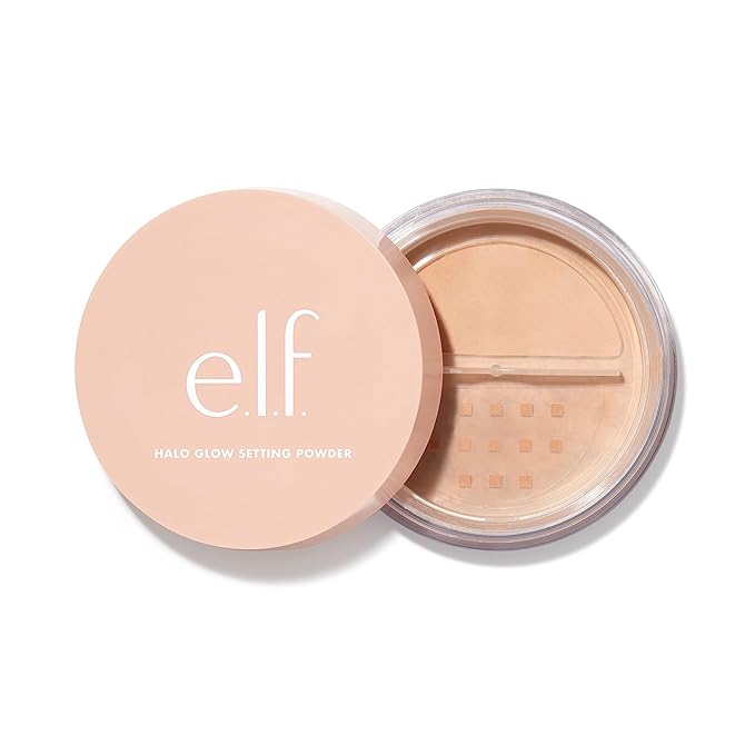 e.l.f., Halo Glow Setting Powder, Silky, Weightless, Blurring, Smooths, Minimizes Pores and Fine Lines, Creates Soft Focus Effect, Medium, Semi-Matte Finish, 0.24 Oz-Velvo Beauty