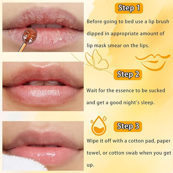 3 Pcs Bee Lip Balm Honey Pot with Stick,Moisturizing Lip Mask Overnight,Day and Night Tinted Sleeping Lip Balm,Hydrating Lip Scrubs Exfoliator & Moisturizer-Velvo Beauty