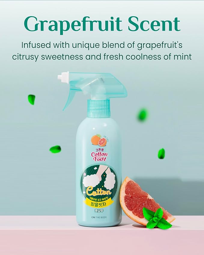 Cotton Foot - Foot Shampoo Soap (Grapefruit, 13fl oz) - Refreshing Cleanse Spray, Deodorizing Foot Care Wash. Foaming Wash, Easy to Use-Velvo Beauty