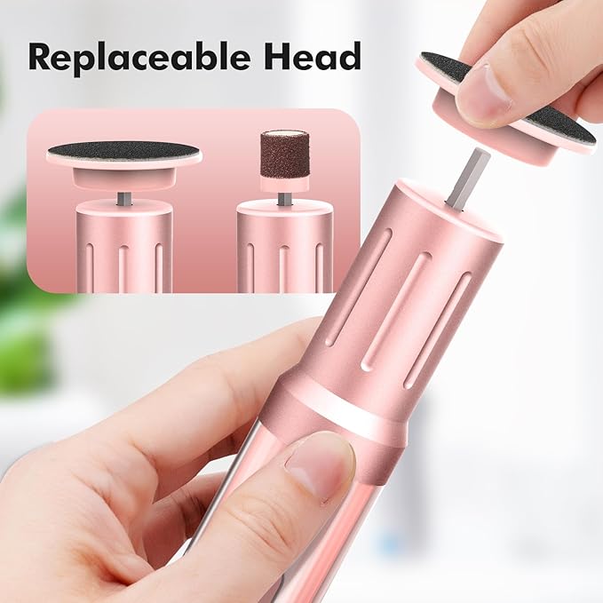 Electric Foot Callus Remover Cordless Electric Foot Filer Kit with 6Speeds Chagring Dock Callus Remover for Women Feet and Nail (Pink)-Velvo Beauty