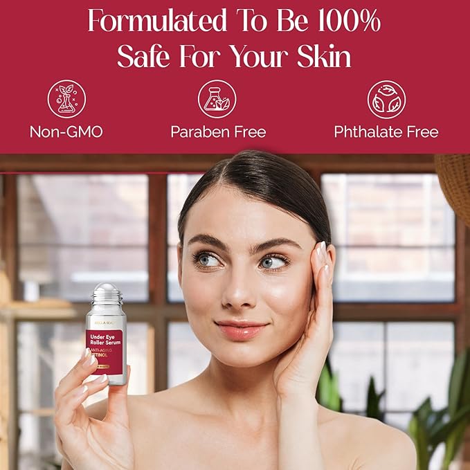 Eye Roller Serum with Retinol & Vitamin B5 - Hydrating & Soothing Under Eye Serum for Dark Circles and Puffiness & Fine Lines - Anti Aging Korean Skin Care - 1.69 Fl Oz./50ml-Velvo Beauty