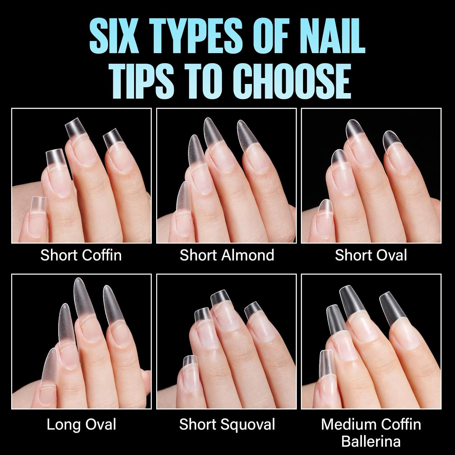 TOMICCA Short Squoval Nail Tips, 510Pcs Acrylic Nails Tips Full Matte, 12 Sizes No C Curve Fake Half Cover Nail Tips for Nail Extension Salon Home DIY-Velvo Beauty