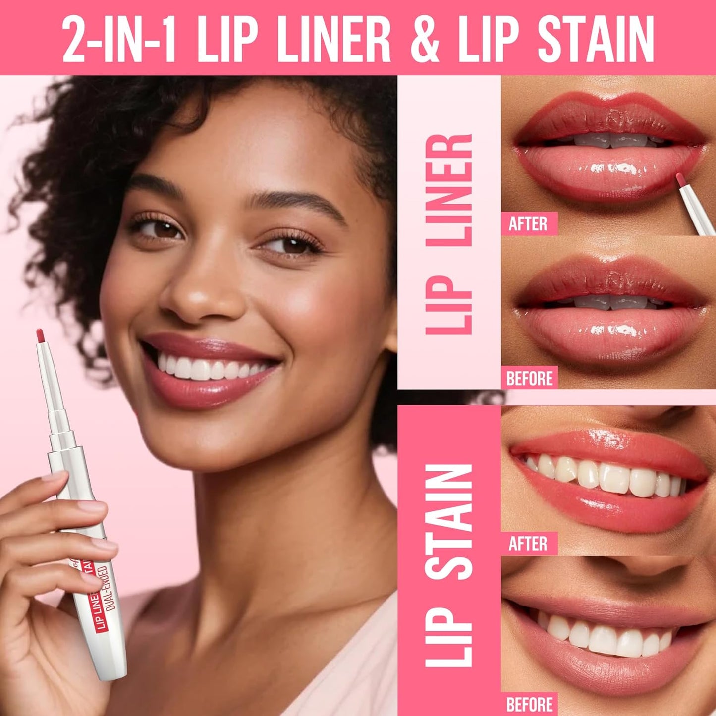 iMethod Lip Liner Stain - Lip Stain, 2-In-1 Dual-Ended Peel Off Lip Stain with Tweezer, Natural Long Lasting Peel Off Lip Liner, Easy to Use for All Skin Types, Stay All Day, Coffee-Velvo Beauty