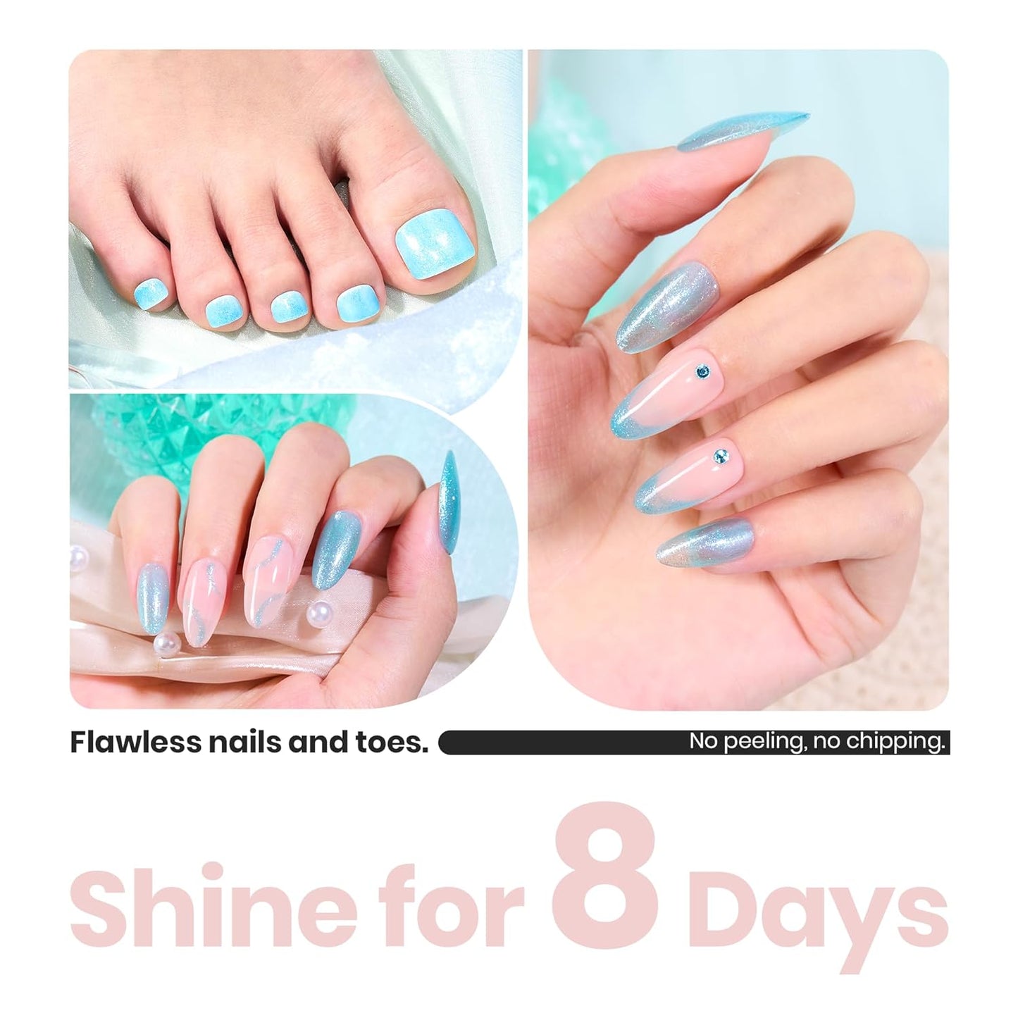 Beetles Blue Glitter Nail Polish - 1Pcs 15ml Fast Drying & Long Lasting Sparkly Nail Polish Frosted Light Blue Shards Nail Lacquer Finish Nail Art Design for Women-Velvo Beauty