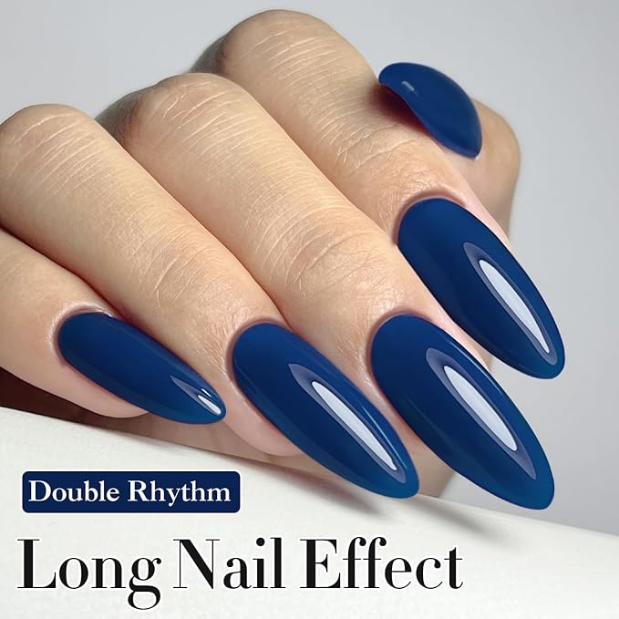 Double Rhythm 0.5Oz Navy Blue Gel Polish Sheer Neutral Natural Light Milky Same Color Same Bottle 15ML Jelly UV Nail Art DIY at Home (Navy Blue-A1107)-Velvo Beauty