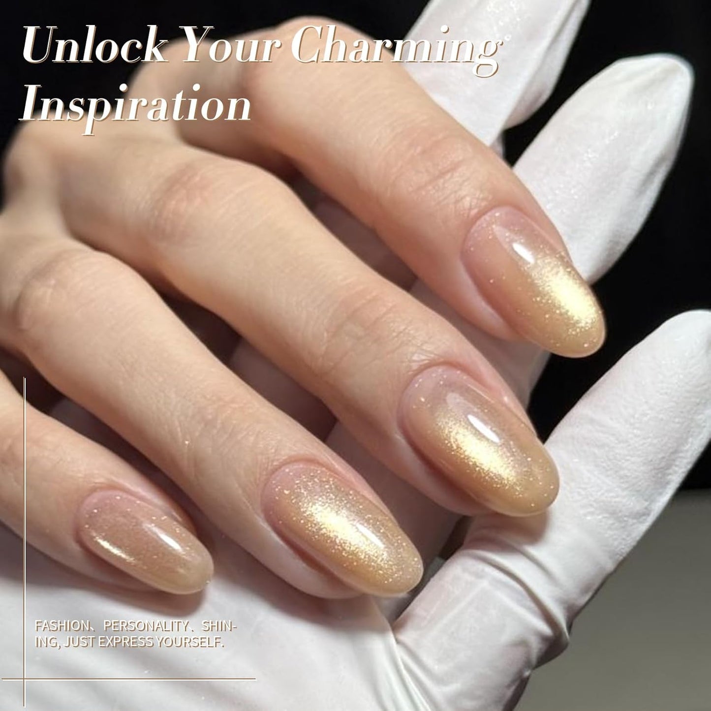 BORN PRETTY Cat Magnetic Eye Gel Nail Polish, Champagne Glitter Cat Magnetic Gel Nail Polish Magnetic Nail Polish for Nail Art Manicure Salon DIY at Home 15ML-Velvo Beauty