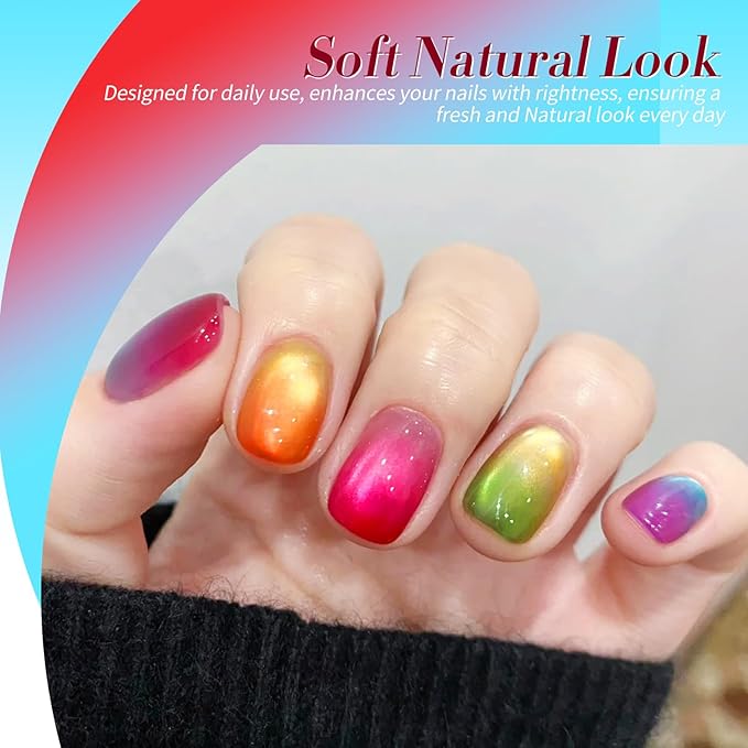 Born Pretty Neon Jelly Gel Nail Polish Glass Crystal Spring Summer Transparent Ice Jelly Gel Polish with Silver Holographic Glitter Cat Magnetic Eye Gel Polish Collection Minicure DIY Gifts 6PCS-Velvo Beauty