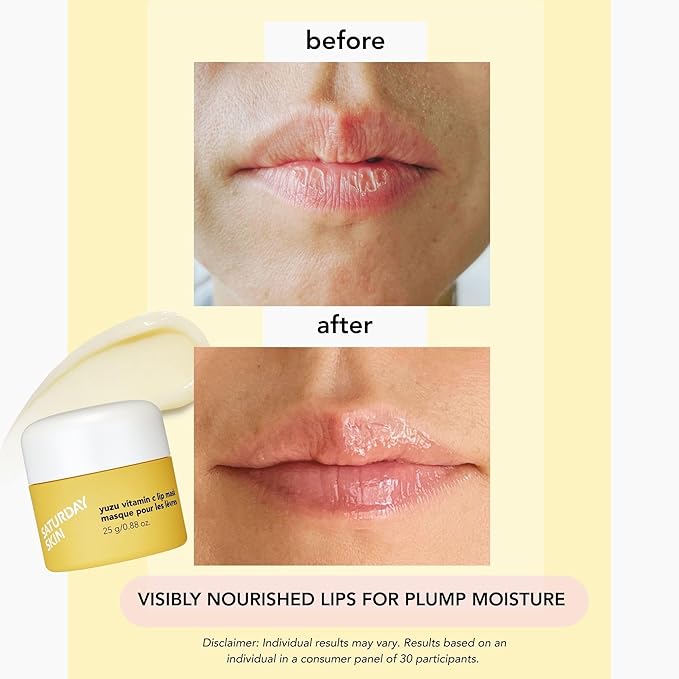Saturday Skin Yuzu Vitamin C Lip Mask Overnight Lip Sleeping Mask Moisturizing For All Skin Types Softer & Smoother Pout Lip Balm Hydrating Infused with Vitamin B5 Non-Sticky, Vegan & Cruelty-Free-Velvo Beauty