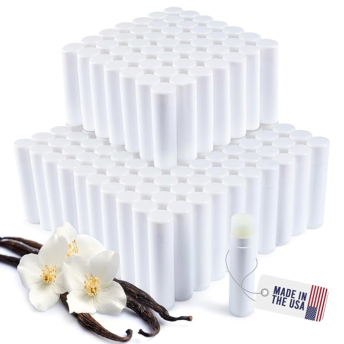 Lip Balm Bulk Unlabeled - Made in USA Bulk Chapstick - Natural Ingredients Vitamin E Shea Butter - Custom Chapstick Bulk For Party & Wedding Favors (150 Count, Vanilla)-Velvo Beauty