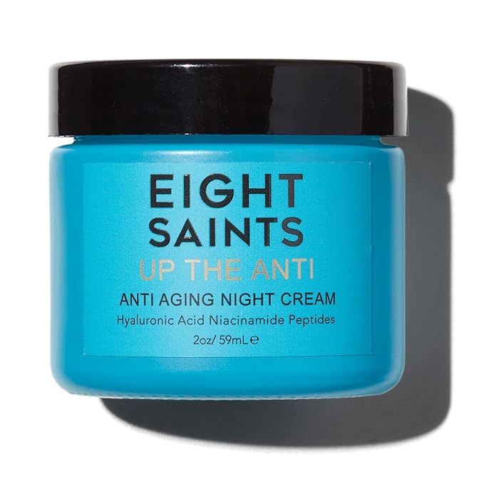 Eight Saints Skin Care Up the Anti Night Cream Face Moisturizer to Reduce Fine Lines and Wrinkles, Natural and Organic Anti Aging Cream For Face & Neck with Niacinamide and Hyaluronic Acid, 2 Ounces-Velvo Beauty