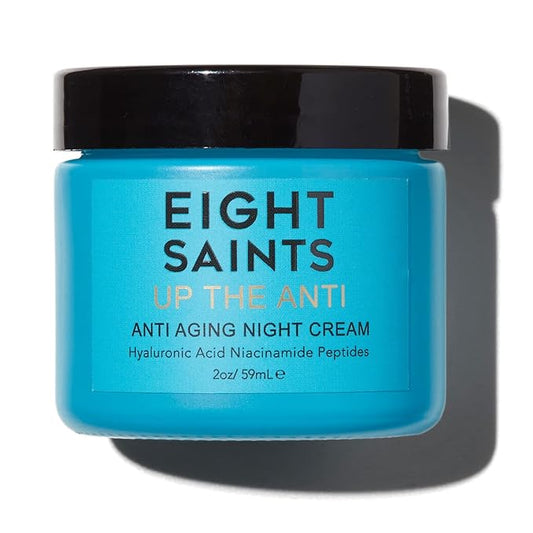 Eight Saints Skin Care Up the Anti Night Cream Face Moisturizer to Reduce Fine Lines and Wrinkles, Natural and Organic Anti Aging Cream For Face & Neck with Niacinamide and Hyaluronic Acid, 2 Ounces-Velvo Beauty
