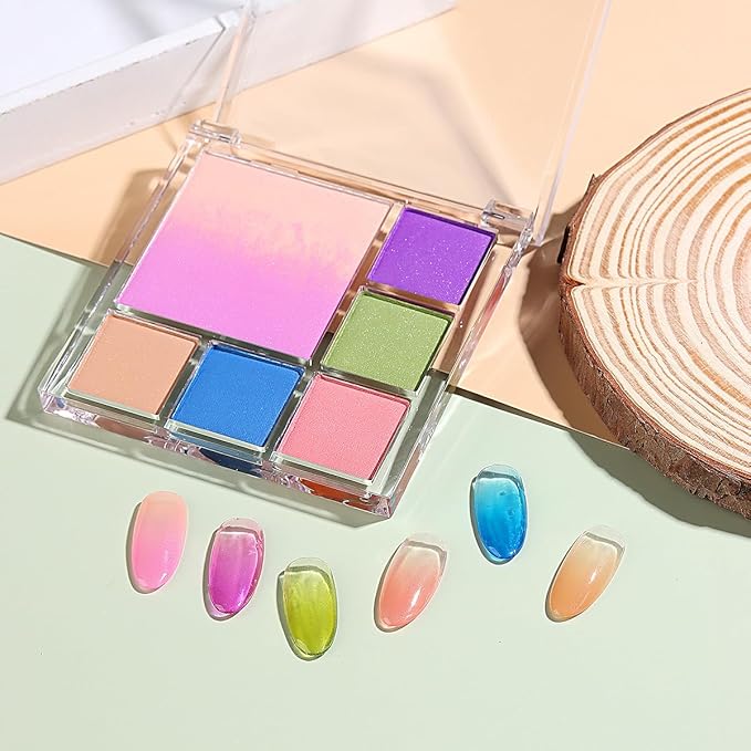 7 Colors Solid Fluorescent Neon Pigment Powder Set Gradient Iridescent Rainbow Palette Glitter Dust for Nail Art Gel Polish Mermaid Unicorn Rubbing Powder-Velvo Beauty