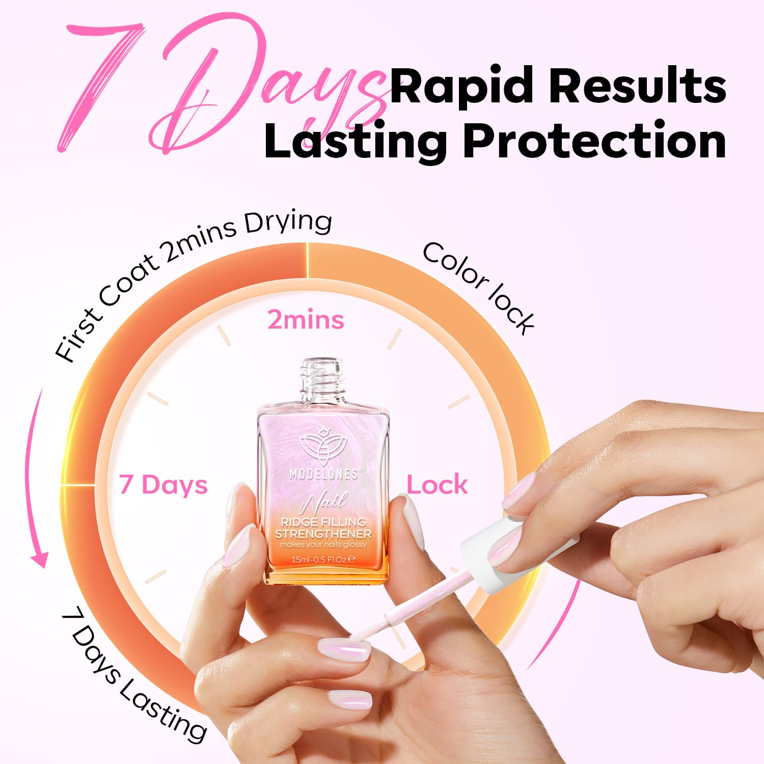 modelones Nail Strengthener Pearl Pink Nail Strengthener and Growth White Nail Polish for Thin Weak & Damaged Nail Repair for Damaged Nails Hardener 15ml-Velvo Beauty