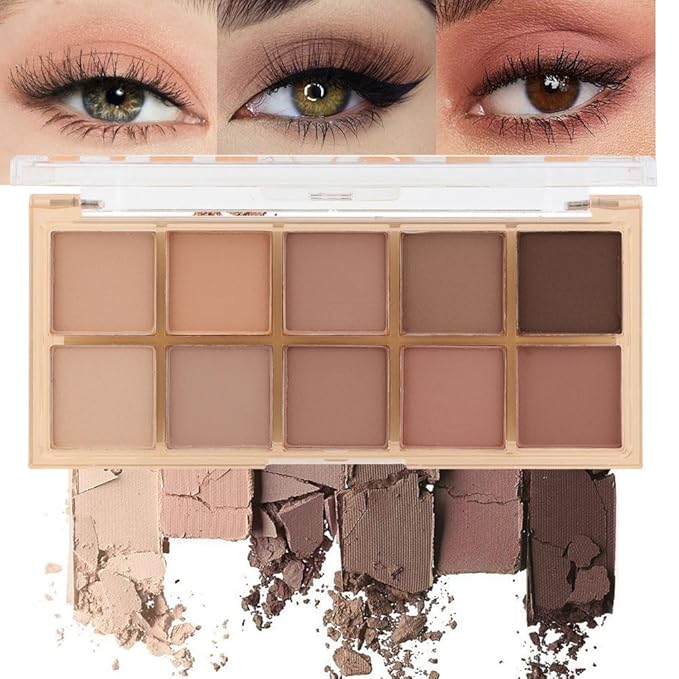 evpct 10 Colors Matte Nude Eye Shadow Palette Makeup for Older Women, Nude Brown Pink Cocoa Taupe Mauve Neutral Matte Cream Smokey Mini Eyeshadow Palette for Blue Green Eyes, Contour Makeup Palettes 5-Velvo Beauty