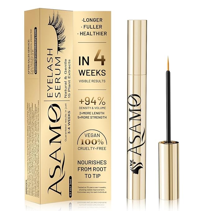 Eyelash Growth Serum – 15 Plant Extracts for Longer, Denser & Robust Lashes,Boosts Natural Lash Development,eyelash serum,Enhance Natural Beauty, Hypoallergenic Oil Free,lash growth serum（PURE GOLD）-Velvo Beauty