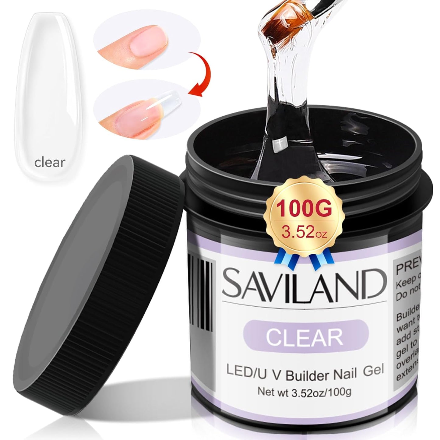 SAVILAND LED & U V Builder Nail Gel - 100 G Large Capacity Clear Hard Gel for Nails, Nail Extension Strengthen Hard Builder Kit Stuff for DIY Art Manicure Set-Velvo Beauty