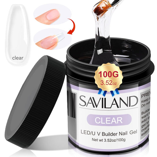 SAVILAND LED & U V Builder Nail Gel - 100 G Large Capacity Clear Hard Gel for Nails, Nail Extension Strengthen Hard Builder Kit Stuff for DIY Art Manicure Set-Velvo Beauty