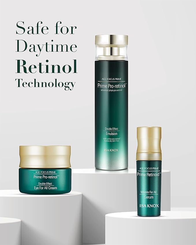 ISA KNOX AGE FOCUS PRIME Double Effect Emulsion by LG Beauty, PRIME Wrinkle For All Serum & PRIME Eye For All Cream - Korean Skin Care, Daytime Retinol (177 ml/5.99 fl oz)-Velvo Beauty