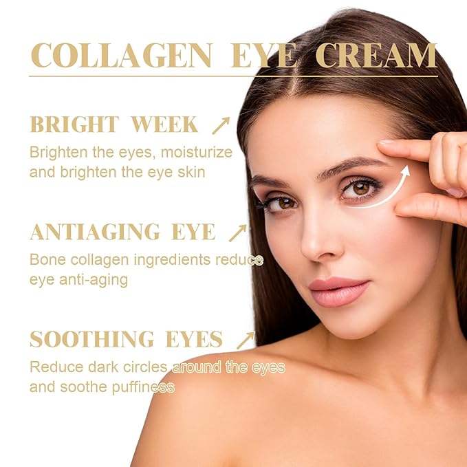 Eye Cream, Collagen Under Eye Cream with Hyaluronic Acid for Dark Circles, Puffy Eyes & Wrinkles, Anti Aging Eye Cream, 1 Fl. Oz-Velvo Beauty