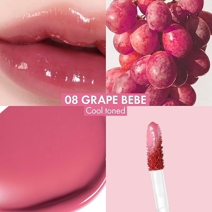 Amuse SEOUL BEBE TINT - 08 GRAPE BEBE | 24-hour Long-lasting Lip Stain, Plumping, Hydrating, Moisturizing, No Peel Off, Lip Care, Treatment, Non Sticky, Korean Lip Tint for Dry Lips-Velvo Beauty