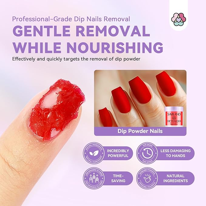 SAVILAND Dip Powder Remover Kit 2Pcs: 15ml Gentle & Safe Dip Nail Remover With Cuticle Oil Nail File Tools No Soak or Wrapping Removal Easy Remove at Home Gift For Women-Velvo Beauty