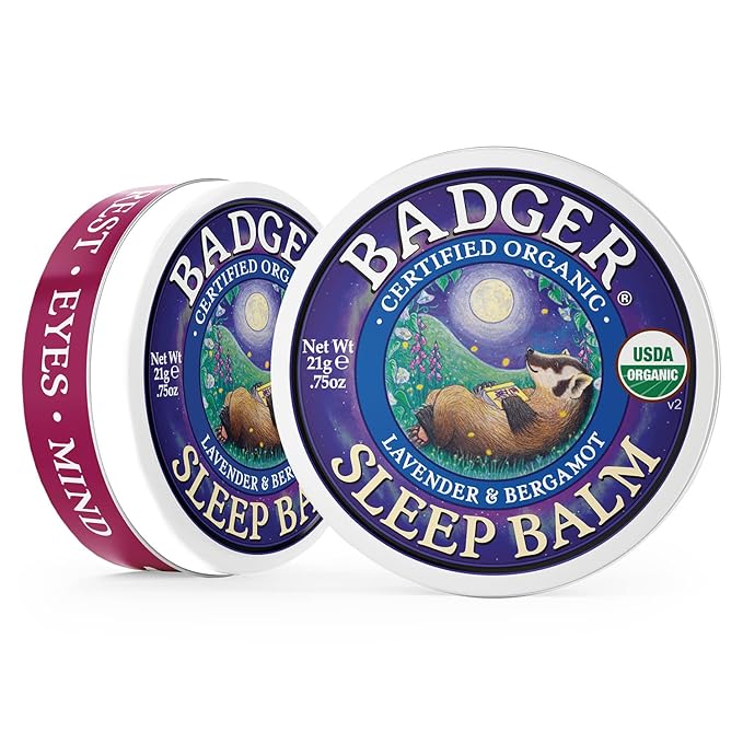 Badger - Sleep Balm, Lavender & Bergamot, Natural Sleep Balm, Scented Relaxing Balm for Children and Adults, Calming Night Balm, Organic Sleep Balm, 0.75 oz-Velvo Beauty