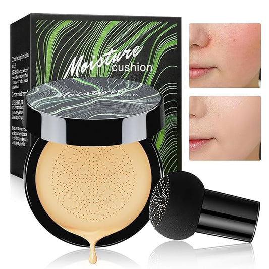 Air Cushion CC Cream Mushroom Head Foundation - Moisturizing BB Cream Makeup Long Lasting Matte Conceale, Oil Control Waterproof Makeup Base Primer (Beige, 1 PCS)-Velvo Beauty