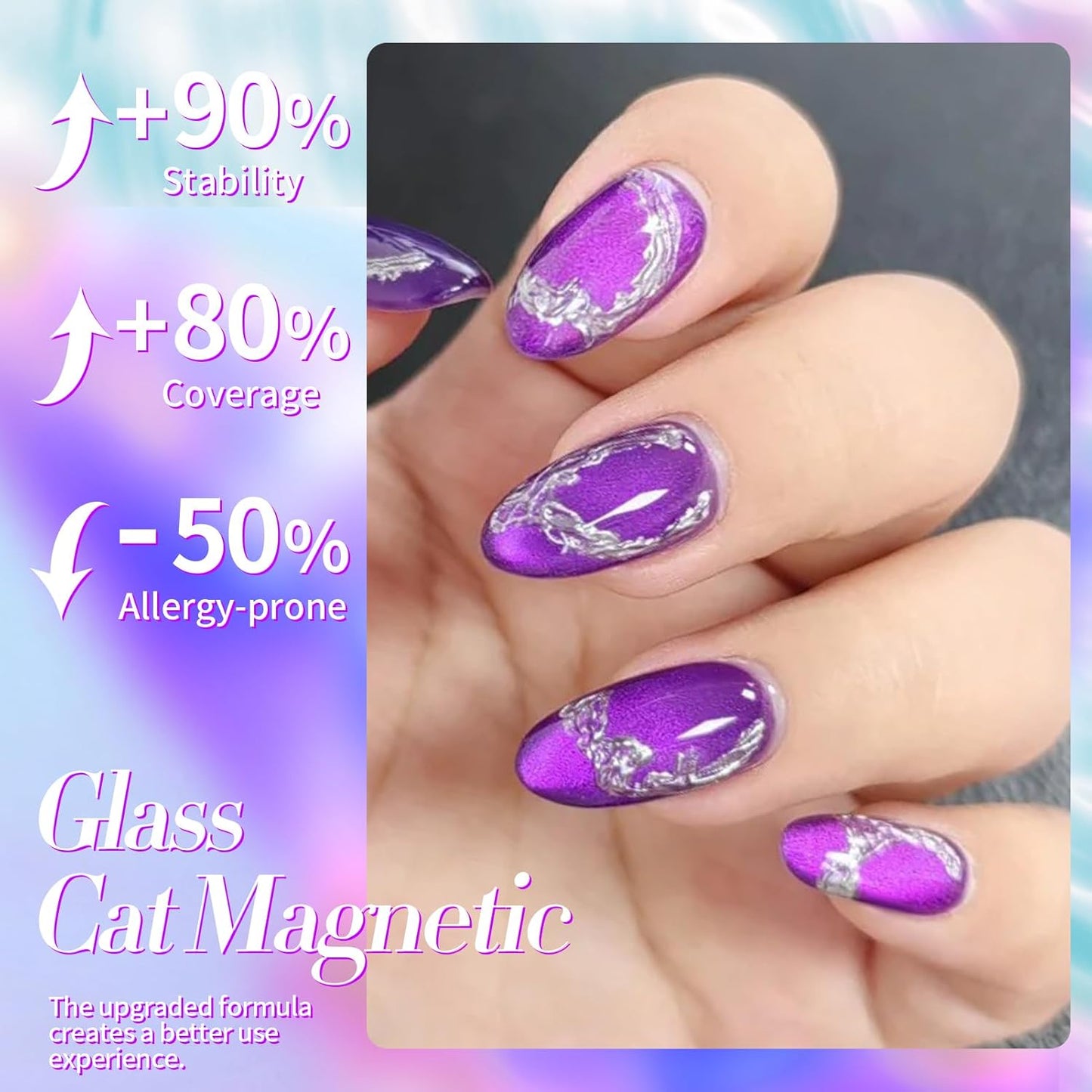 BORN PRETTY Cat Magnetic Eye Gel Nail Polish,Blackish Purple Jelly Glass Magnetic Gel Polish,Glitter Soak Off Nail Art Salon Manicure Home Gift 15ml-Velvo Beauty