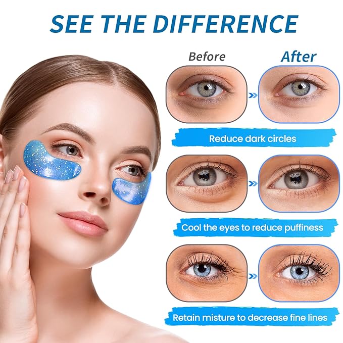 Eye Gel Pads (24 Pairs) - Under Eye Patches for Puffy Eyes, Wrinkles, Dark Circles, Natural Collagen Eye Gels, Under Eye Mask Patches for Face to Soothe Puffiness, Eye Bags-Velvo Beauty