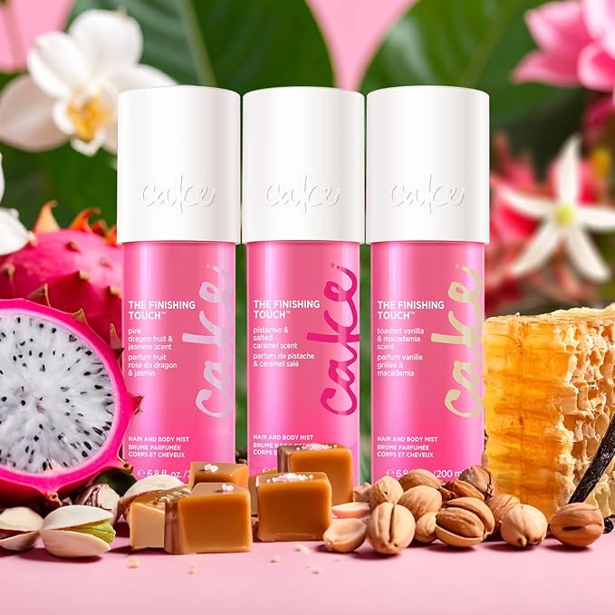 Cake Beauty Hair & Body Mist, The Finishing Touch - Pistachio & Salted Caramel Scent - Infused with Vitamin E & Argan Oil - For All Skin & Hair Types - 6.8 Fl Oz / 200 mL-Velvo Beauty