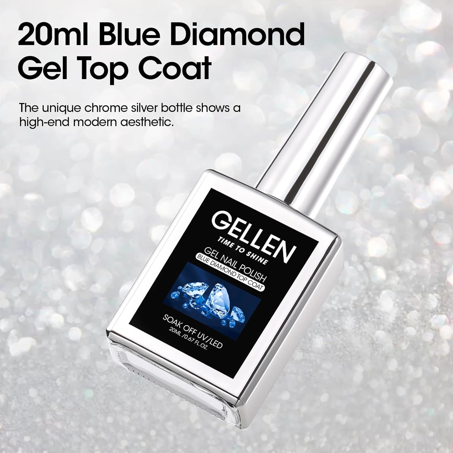 GELLEN 20ml Gel Top Coat, High Gloss Shiny Top Coat Nail Polish, Long Lasting Soak Off UV Light Needed Clear Nail Gel, Home Salon Manicure Gift for DIY Nail Art-Velvo Beauty