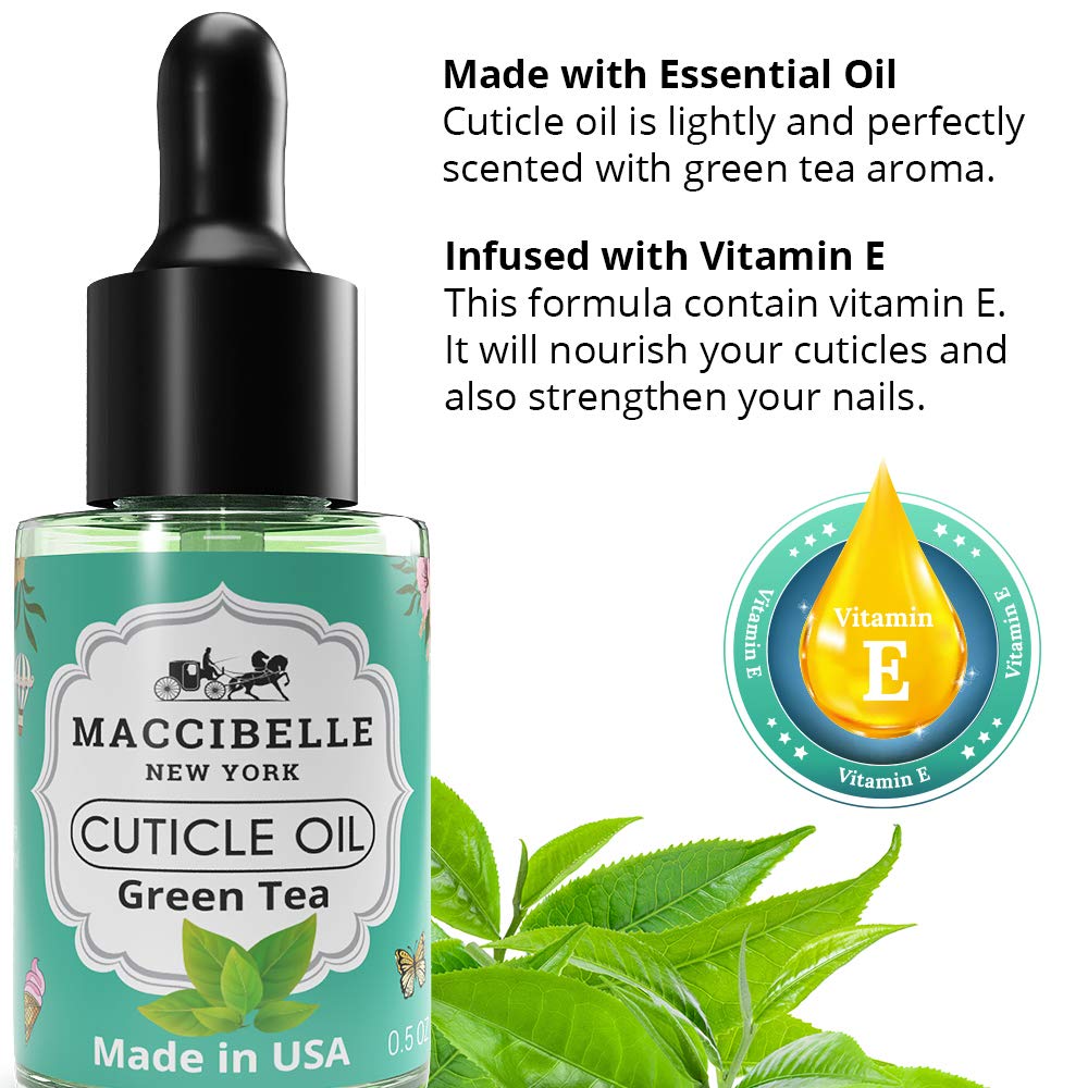 Maccibelle Cuticle Oil 0.5 oz - Heals Dry Cracked Cuticles (Green Tea, 0.5 Fl Oz)-Velvo Beauty